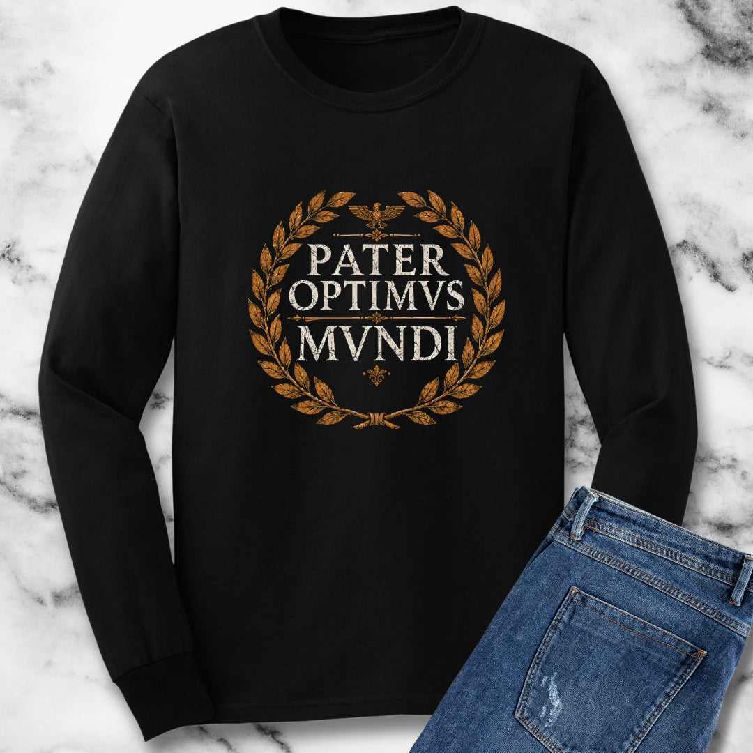 Pater Optimus Mundi Best Dad Latin Unisex Long Sleeve Tee