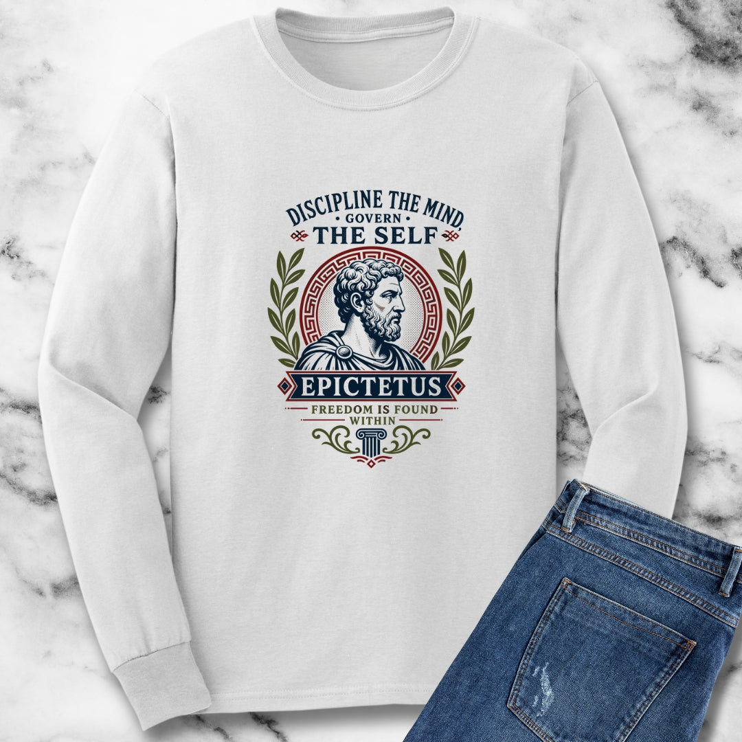Epictetus Discipline the Mind Quote Unisex Long Sleeve Tee