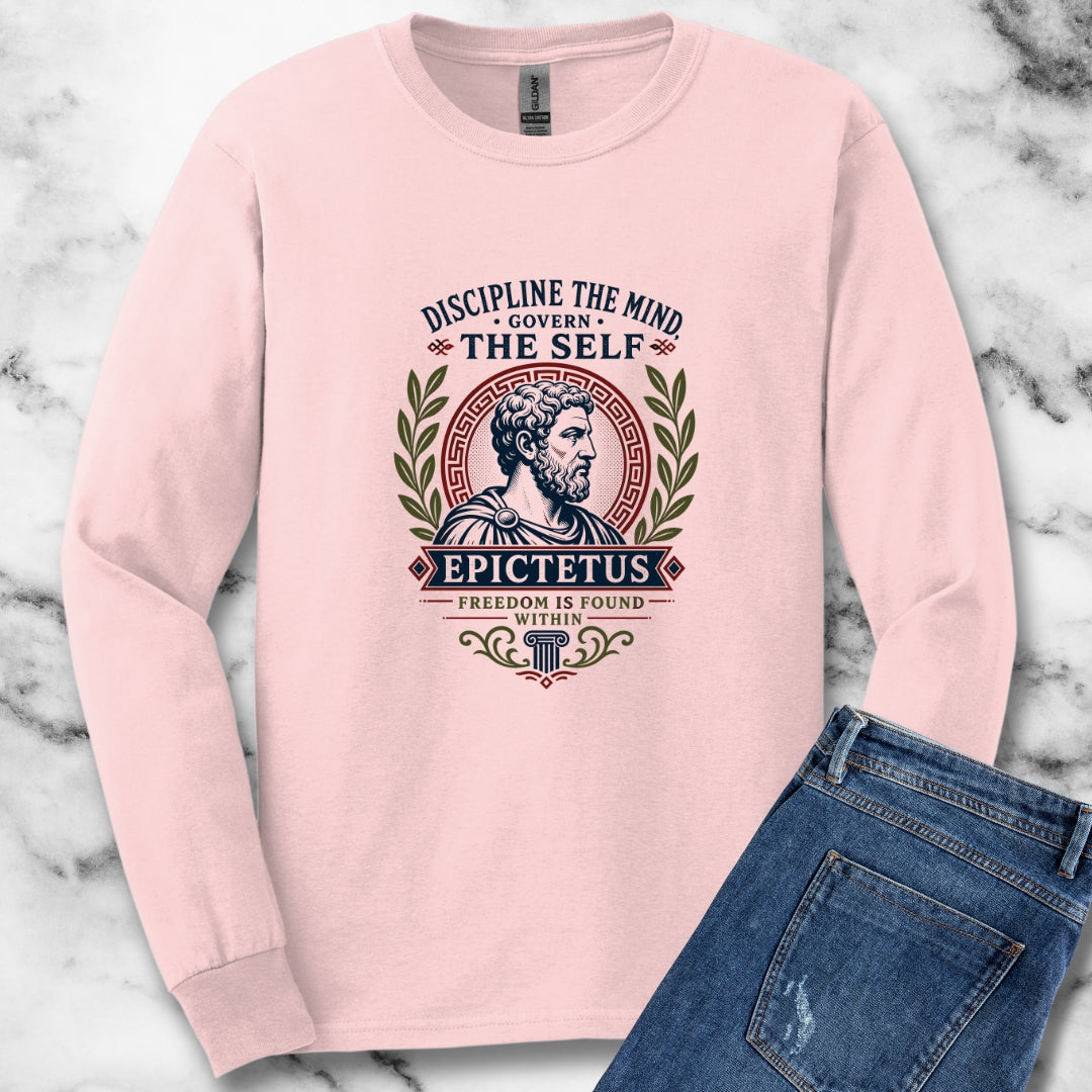 Epictetus Discipline the Mind Quote Unisex Long Sleeve Tee