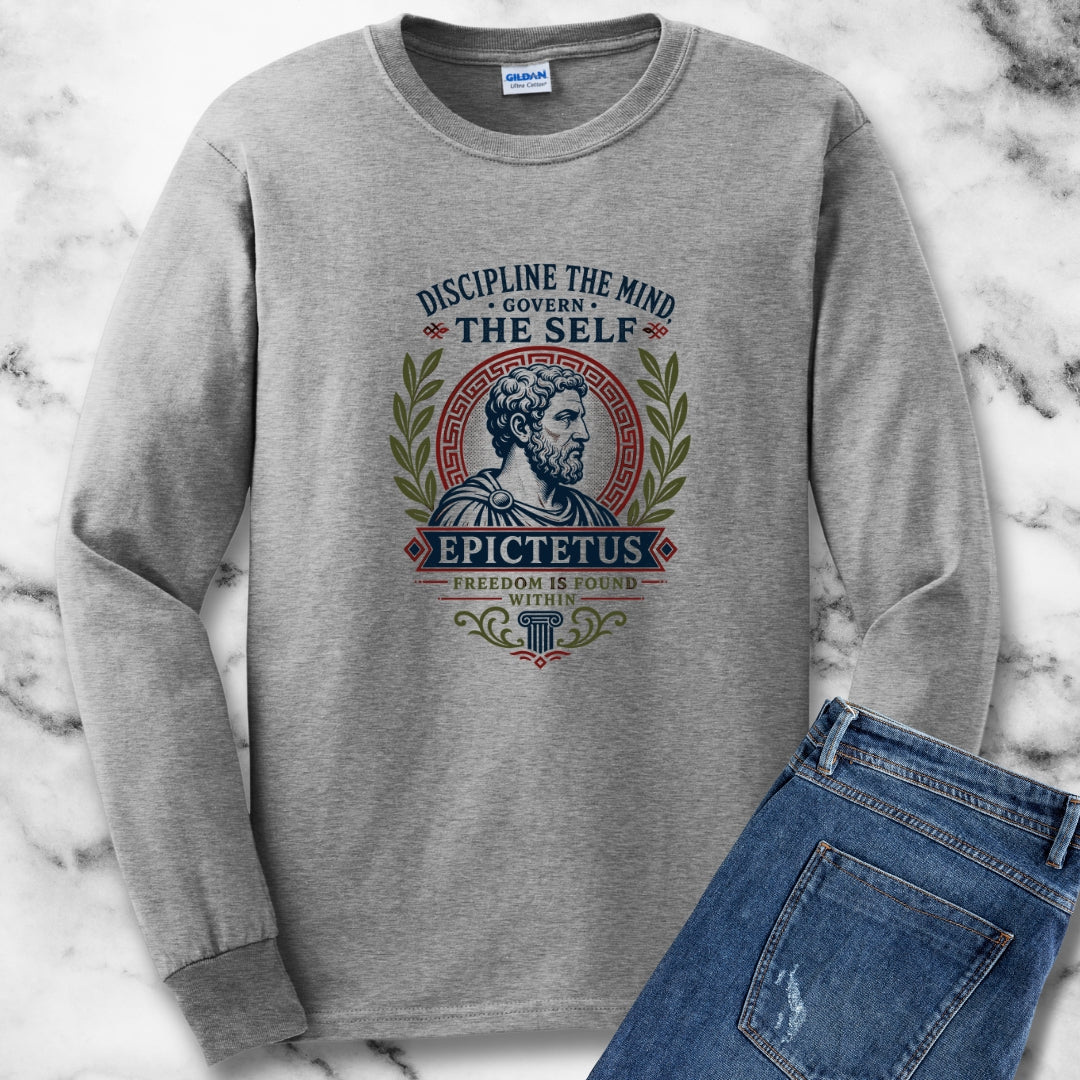 Epictetus Discipline the Mind Quote Unisex Long Sleeve Tee