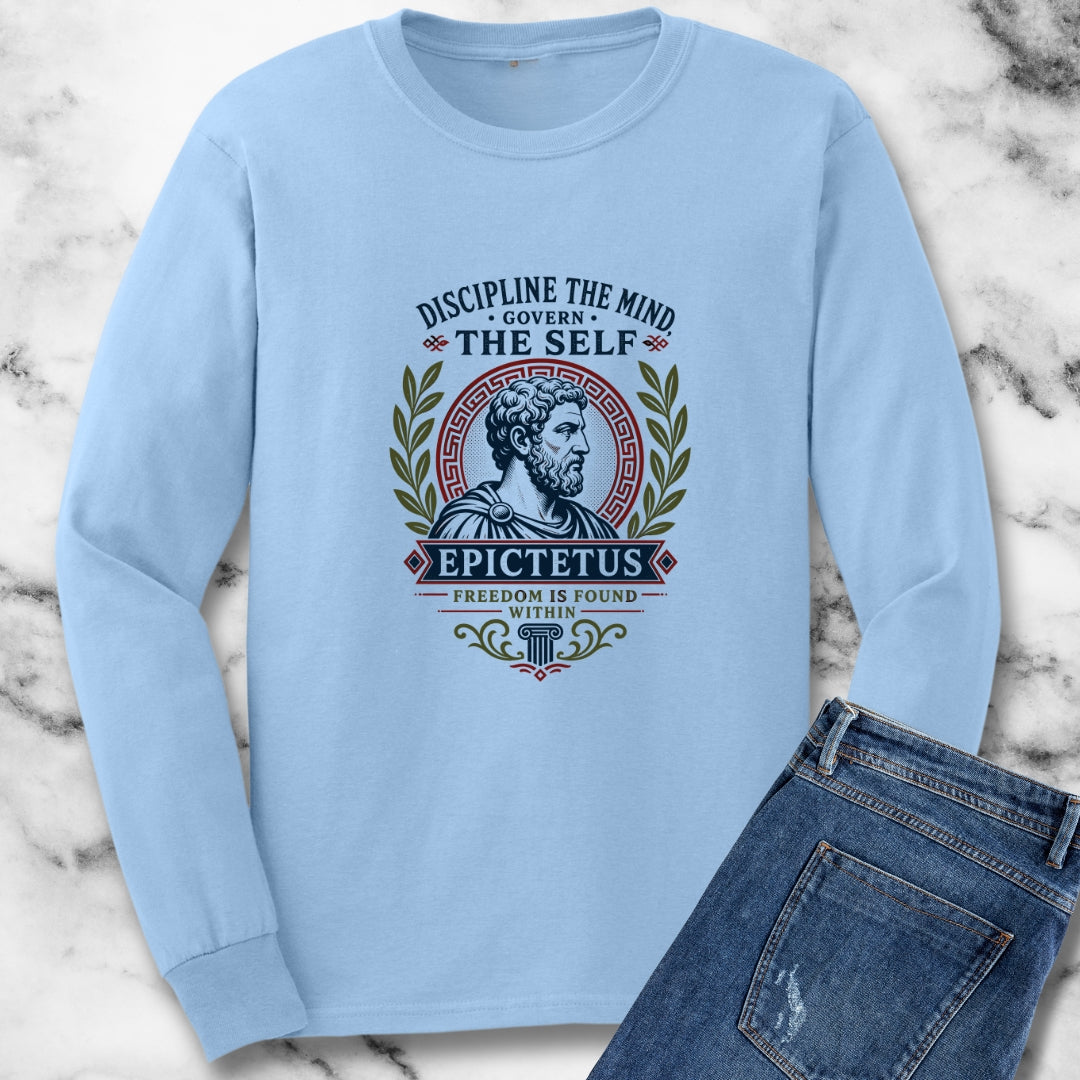 Epictetus Discipline the Mind Quote Unisex Long Sleeve Tee