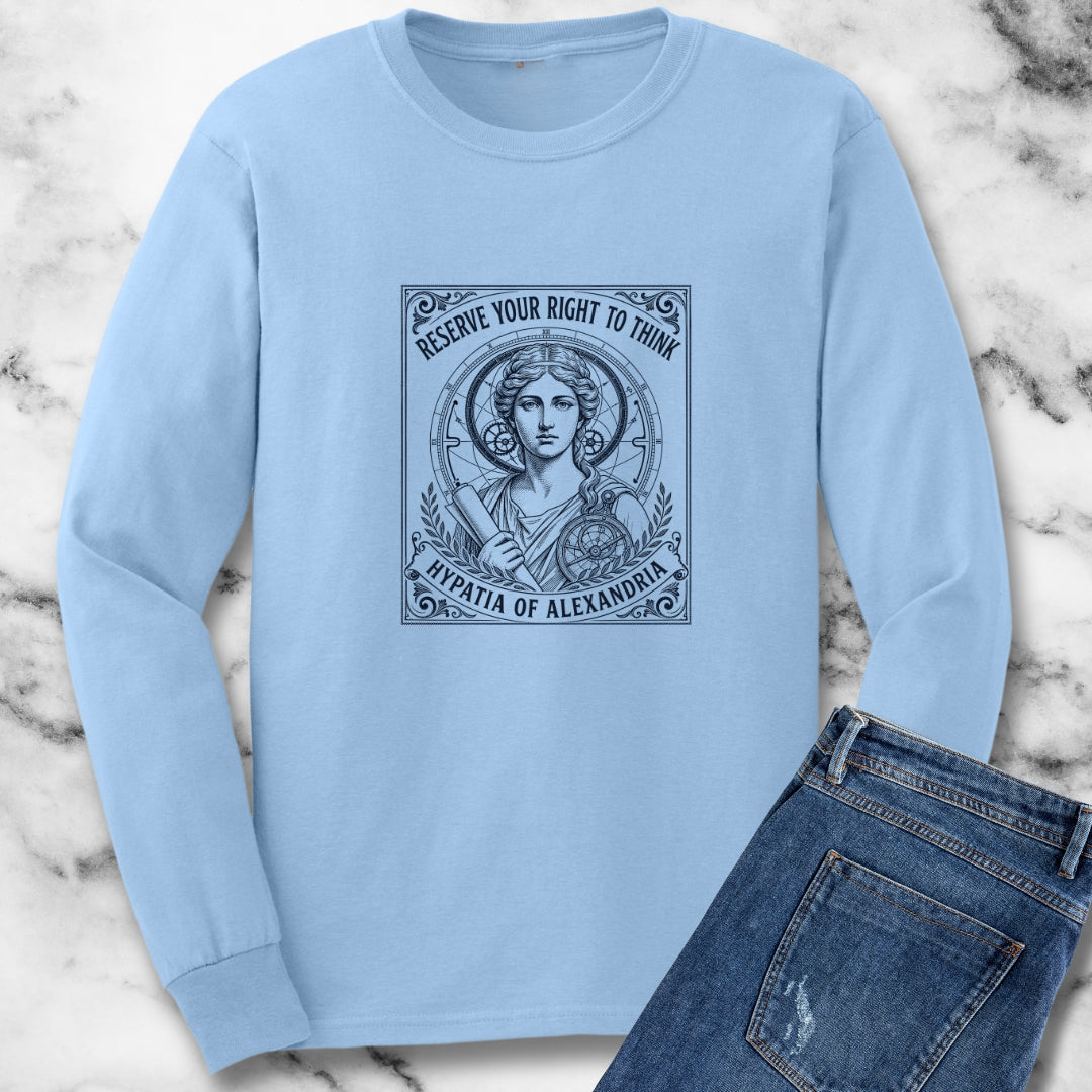 Hypatia of Alexandria Reserve Right to Think Unisex Long Sleeve Tee