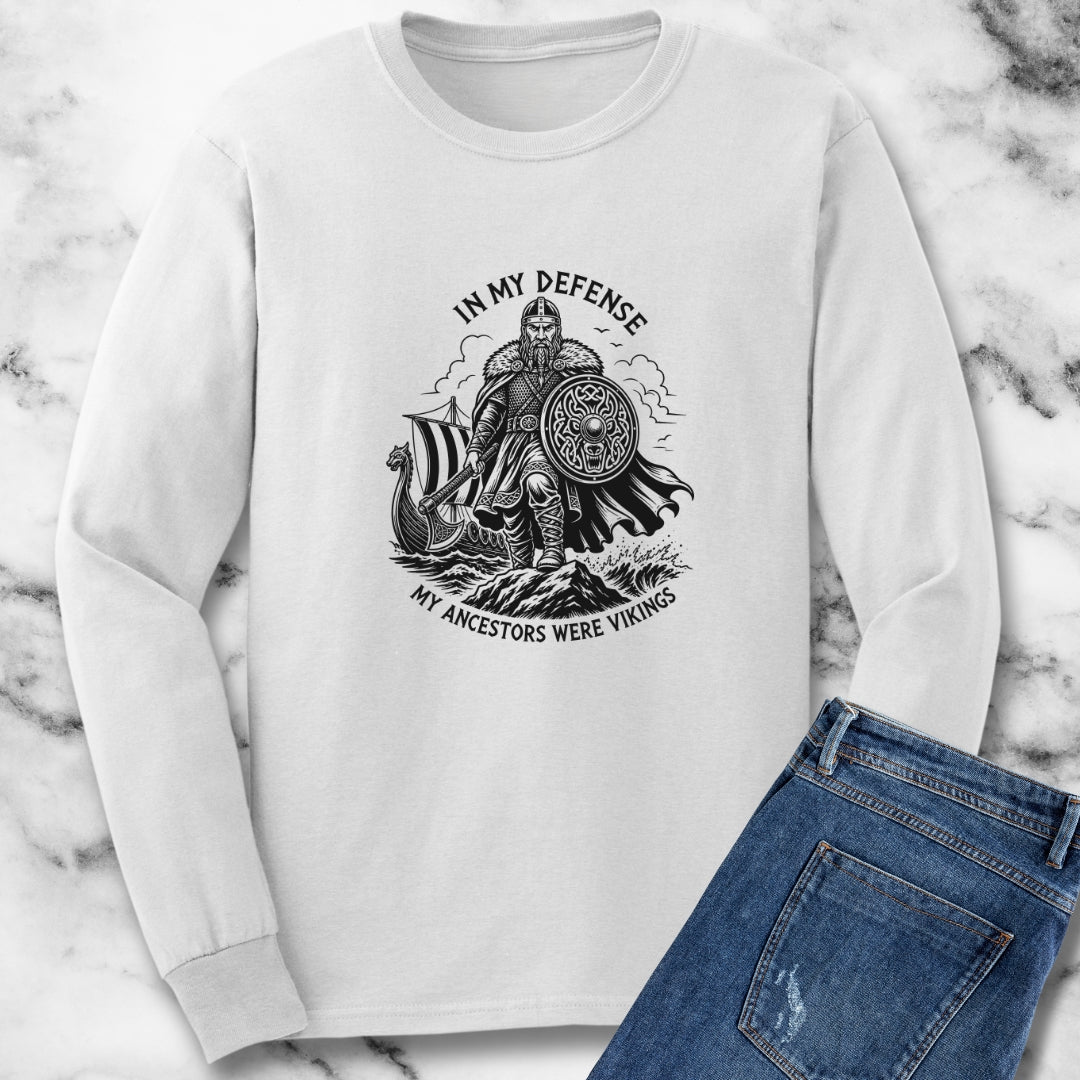 In My Defense Viking Ancestors Unisex Long Sleeve Tee