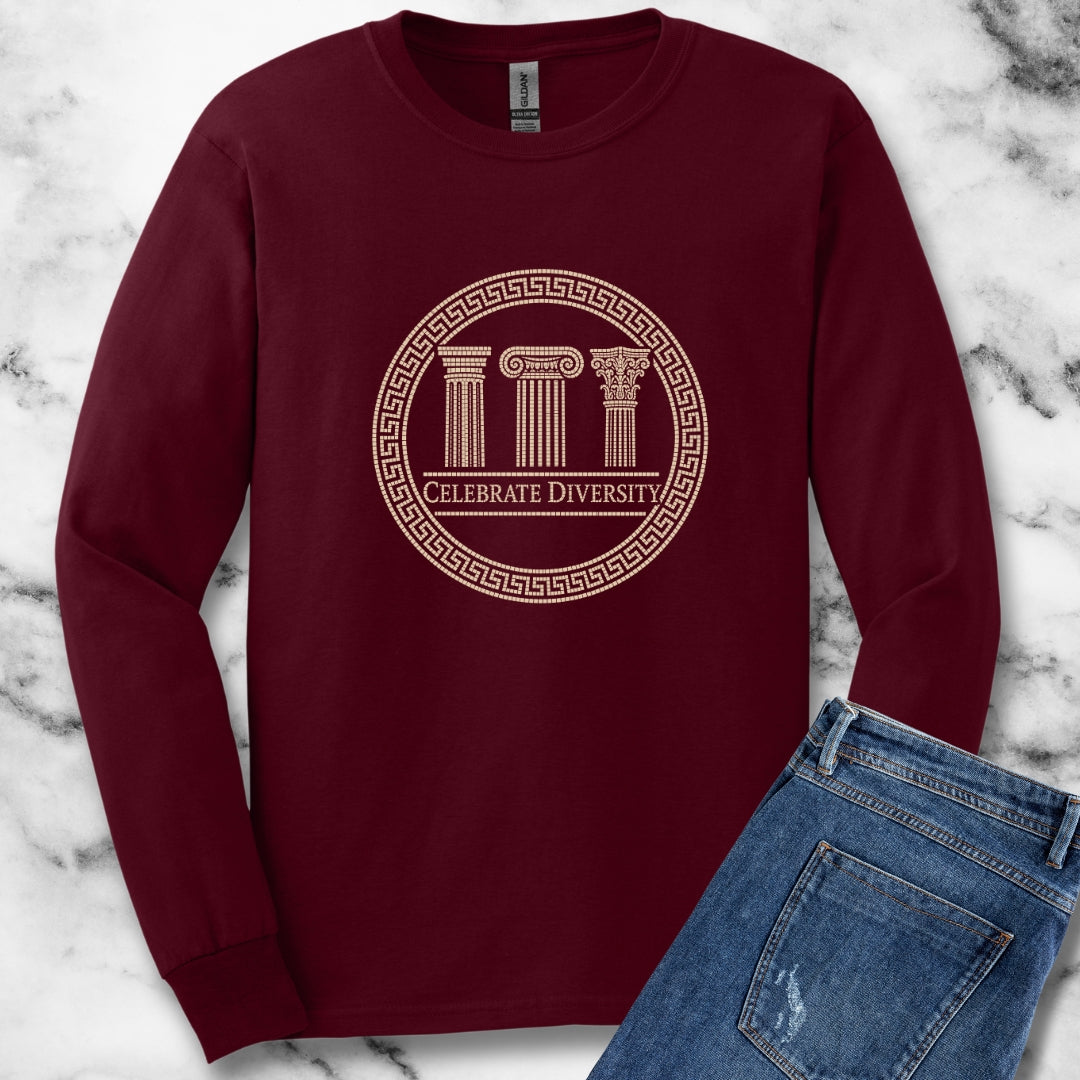 Celebrate Diversity Greek Columns Unisex Long Sleeve Tee