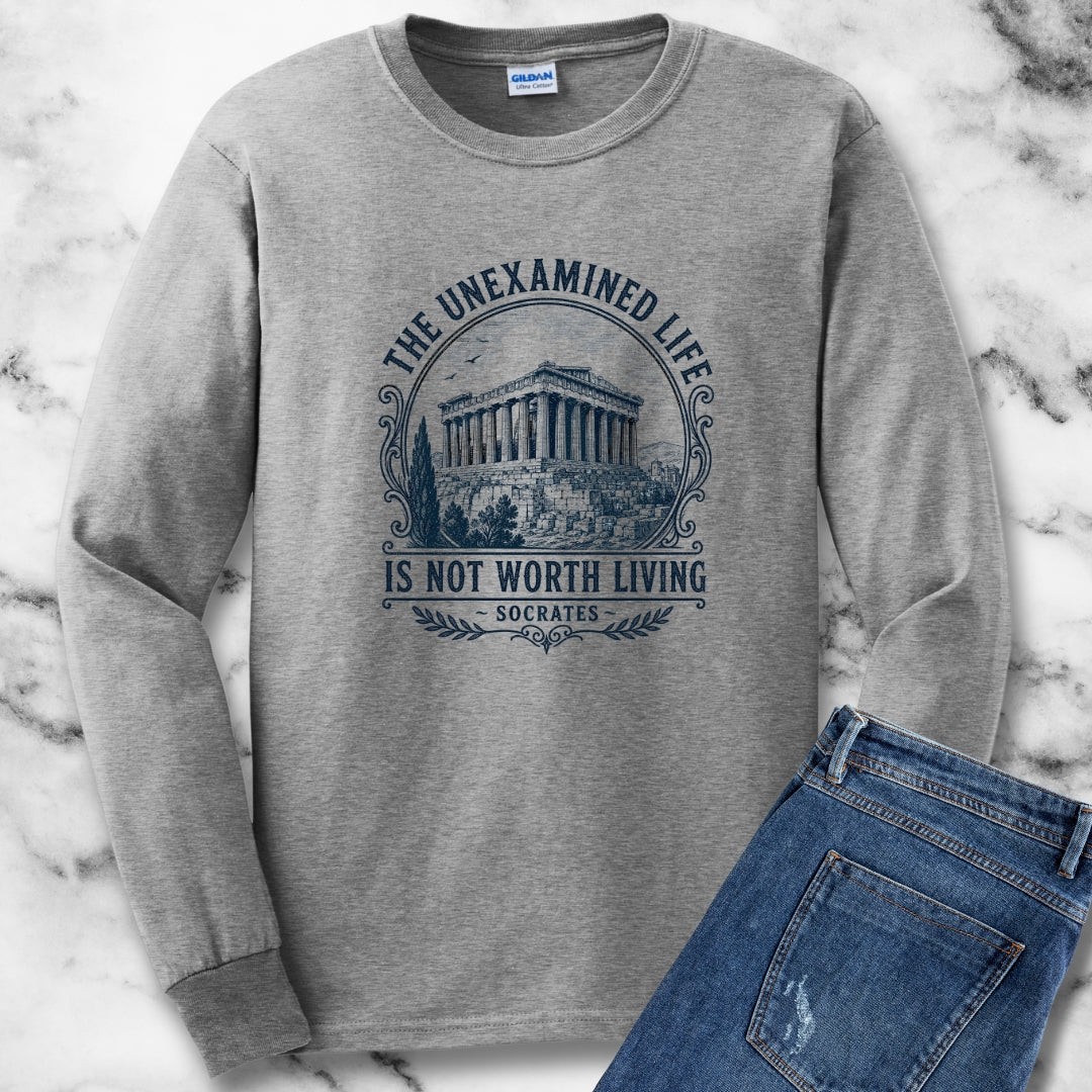 Unexamined Life Quote Socrates Unisex Long Sleeve Tee