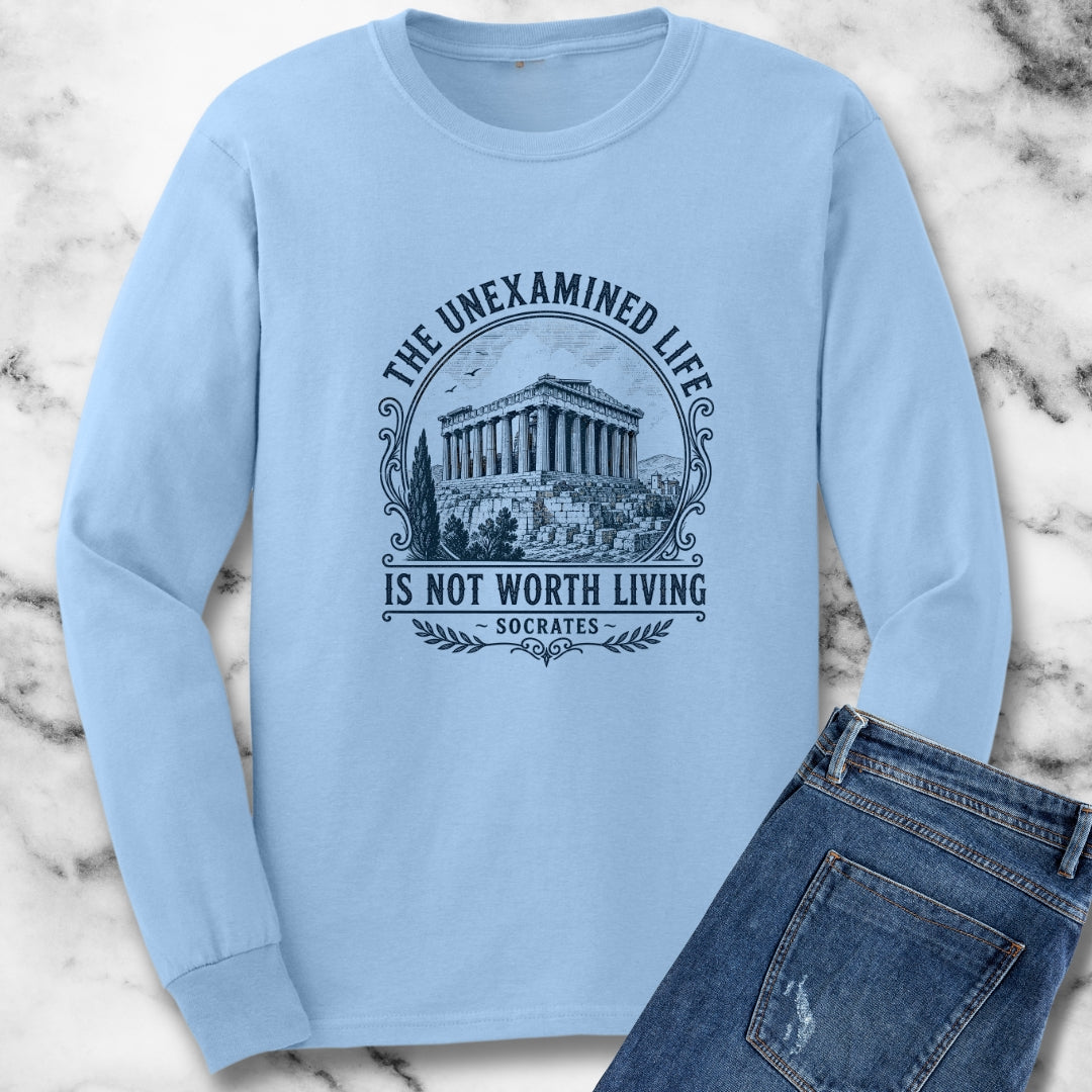 Unexamined Life Quote Socrates Unisex Long Sleeve Tee