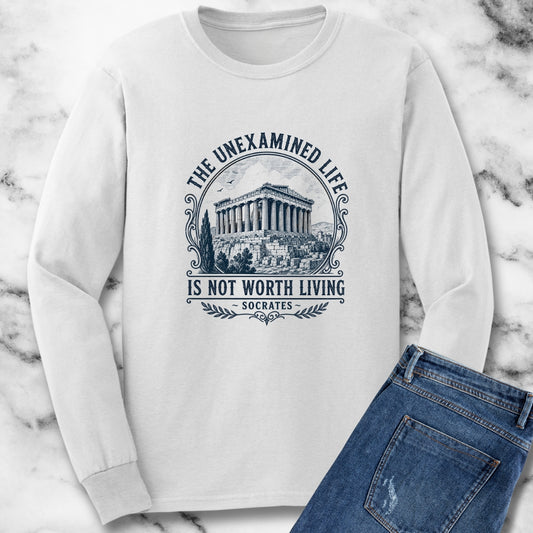 Unexamined Life Quote Socrates Unisex Long Sleeve Tee