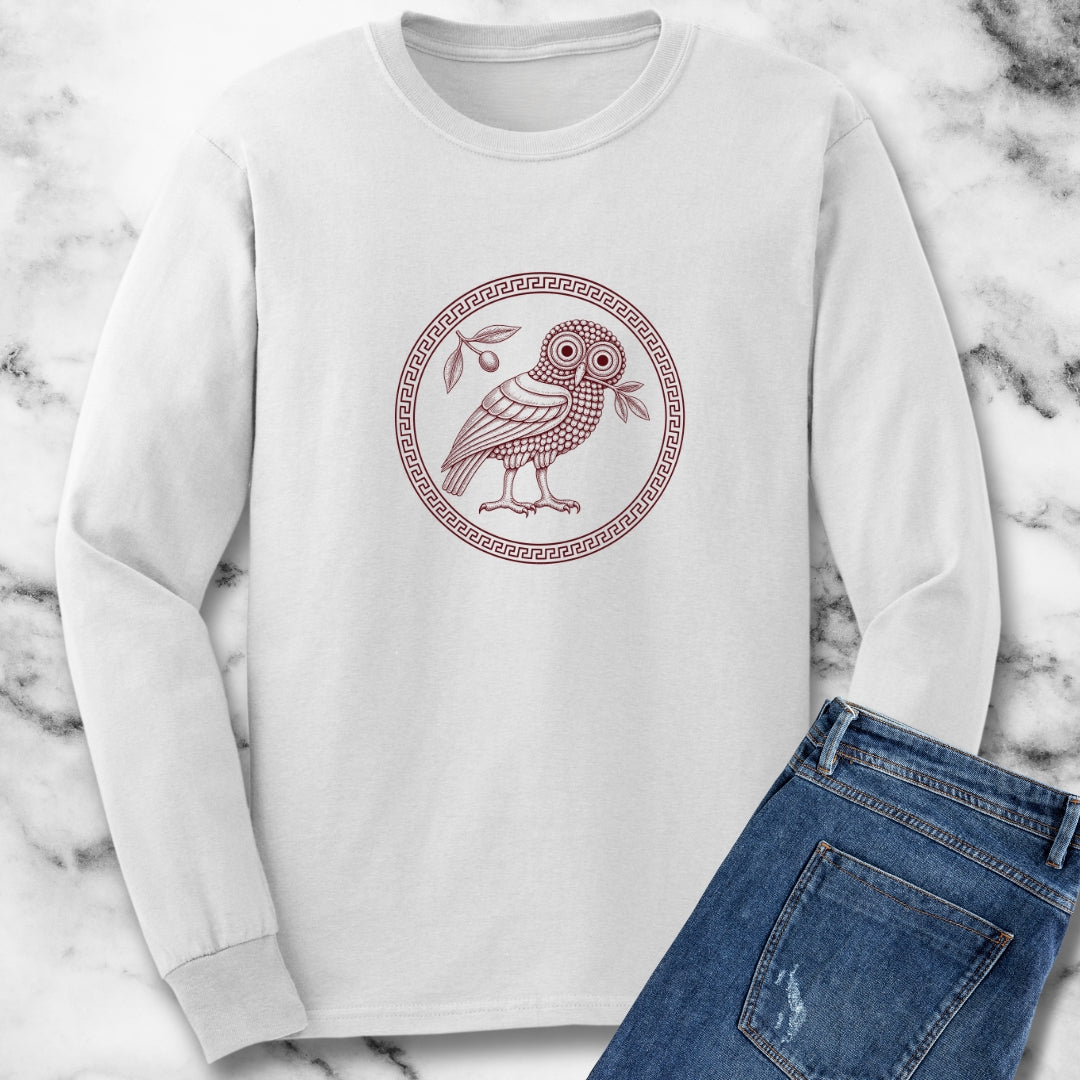 Ancient Athens Owl Wisdom Unisex Long Sleeve Tee