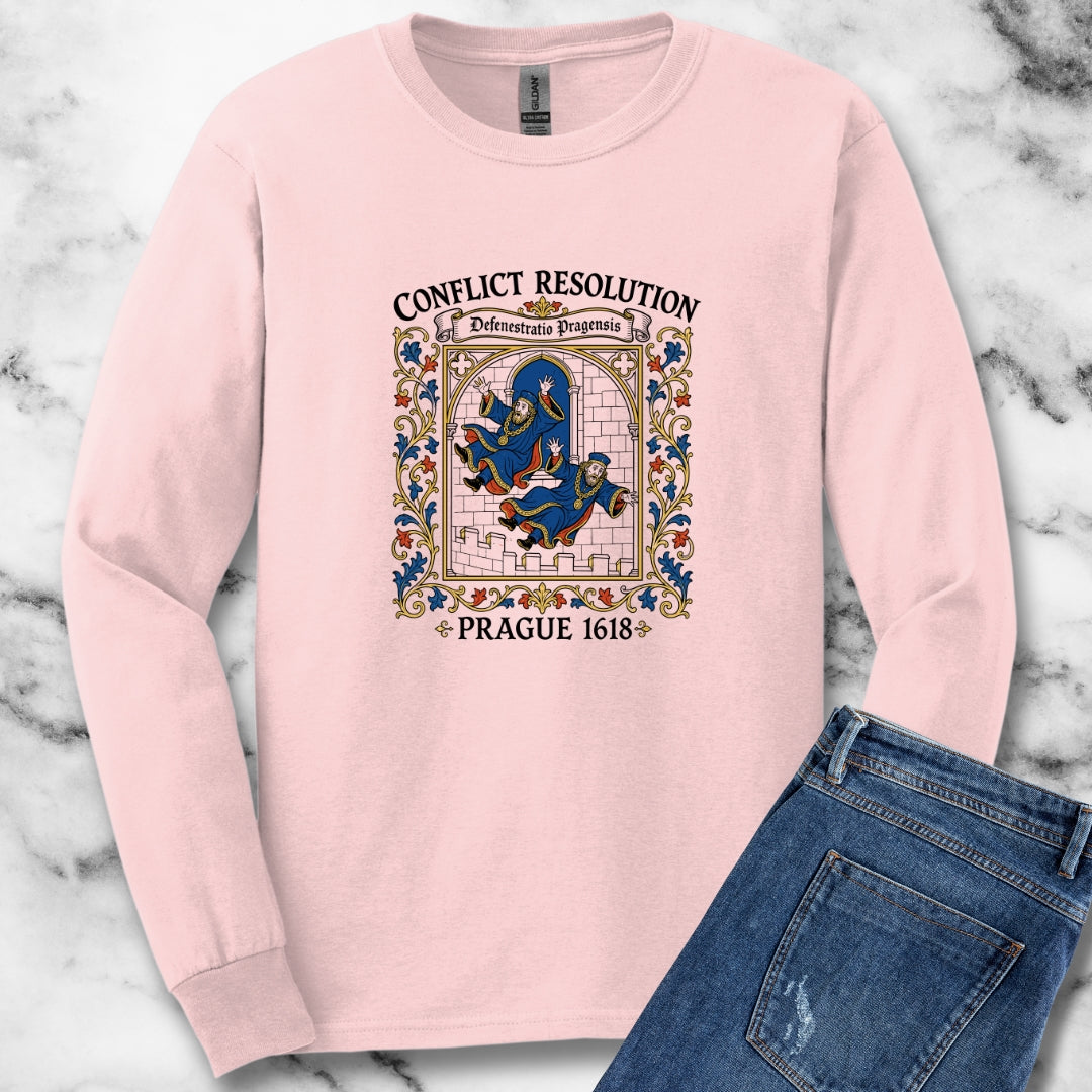 Prague Defenestration Manuscript Style Unisex Long Sleeve Tee