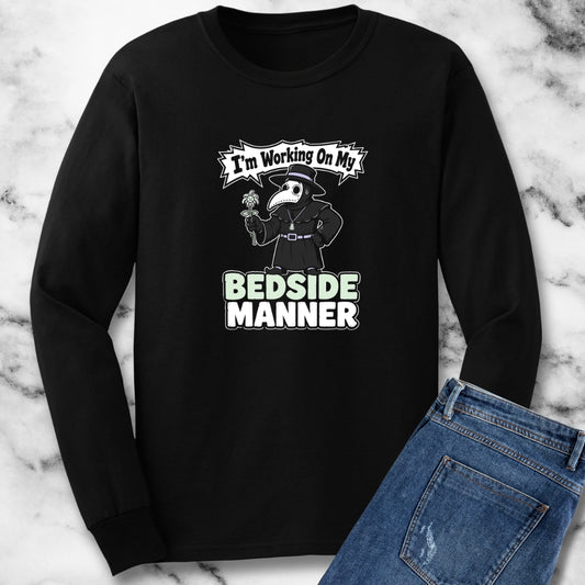 Plague Doctor Working on Bedside Manner Unisex Long Sleeve Tee