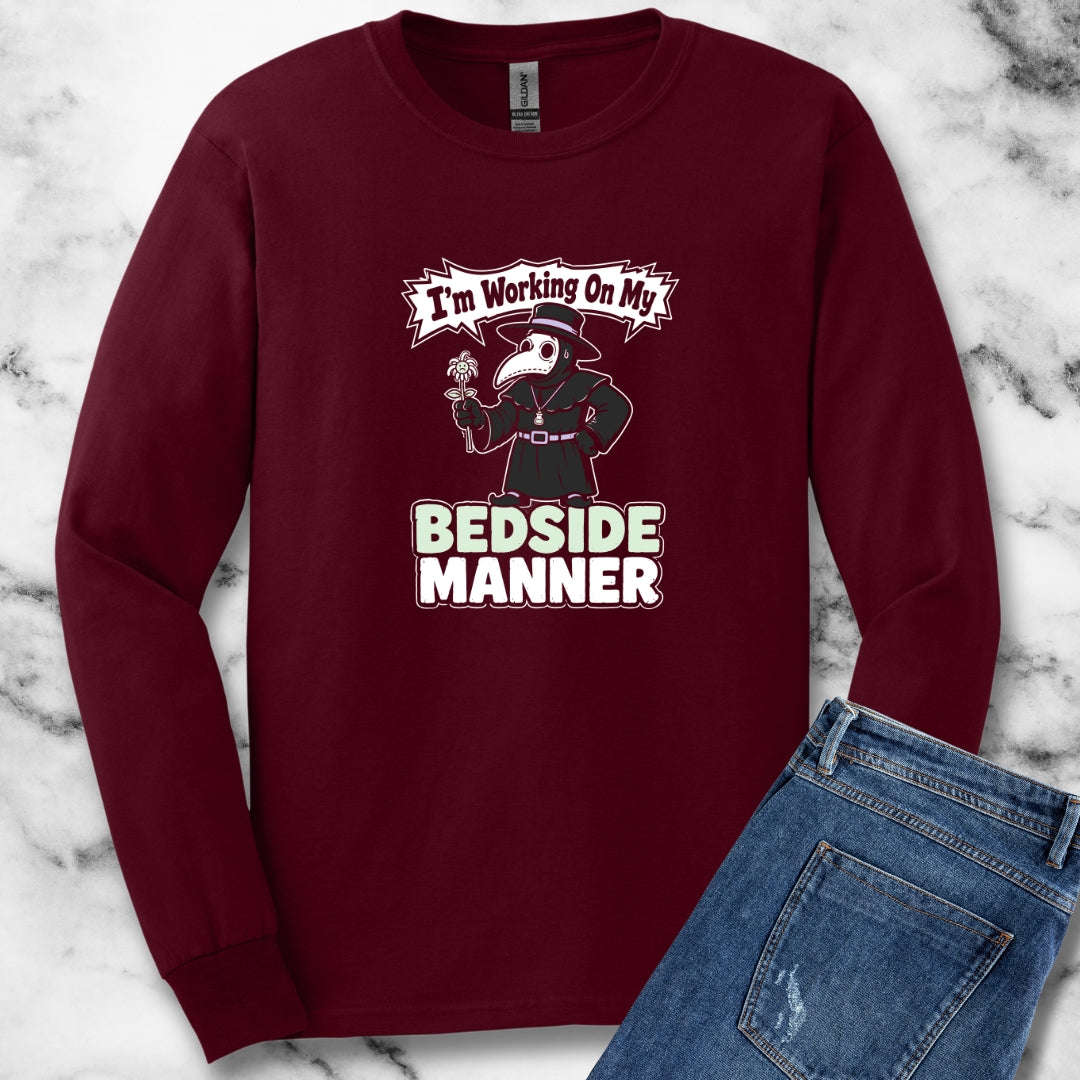 Plague Doctor Working on Bedside Manner Unisex Long Sleeve Tee