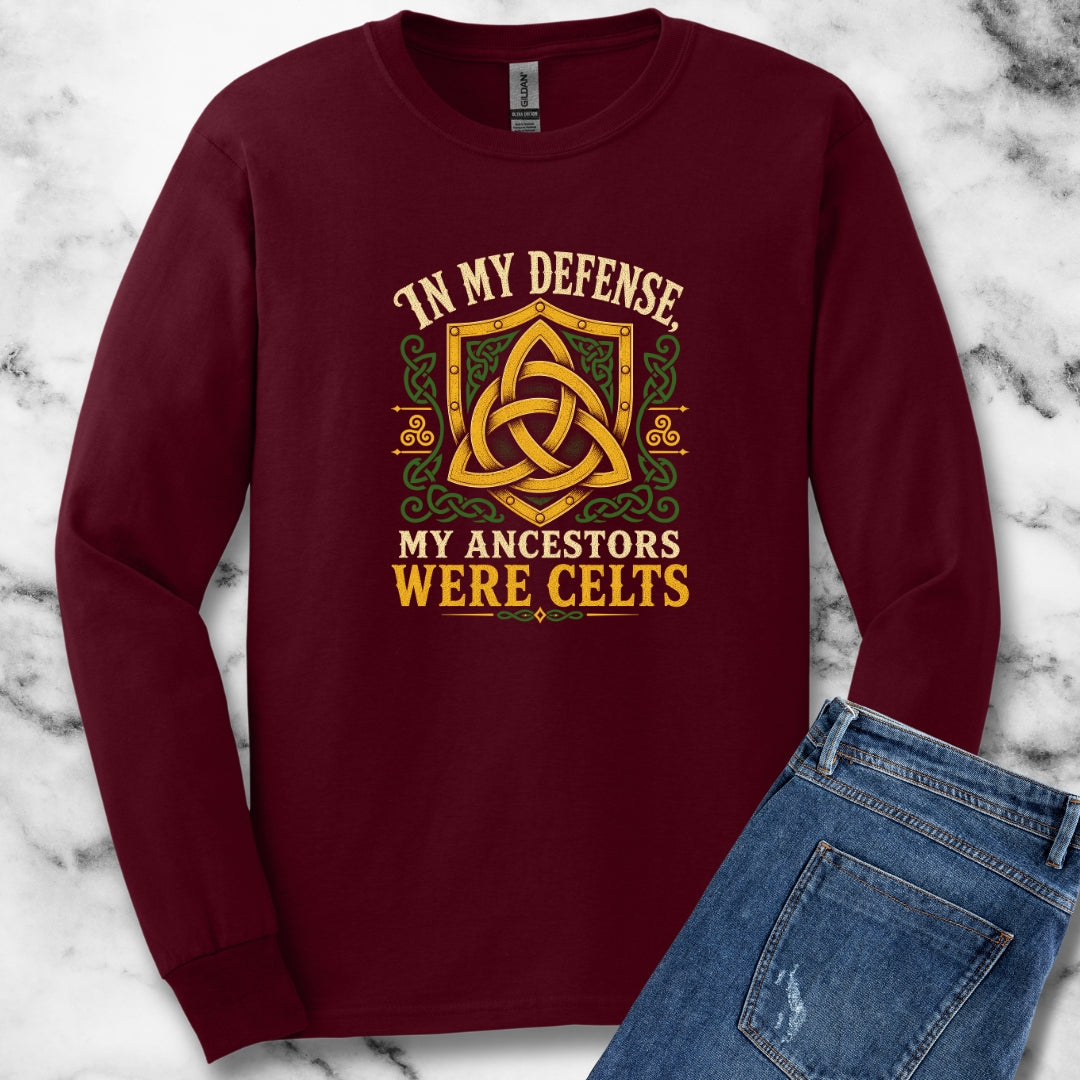 In My Defense My Ancestors Were Celts Shield Unisex Long Sleeve Tee