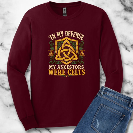 In My Defense My Ancestors Were Celts Shield Unisex Long Sleeve Tee
