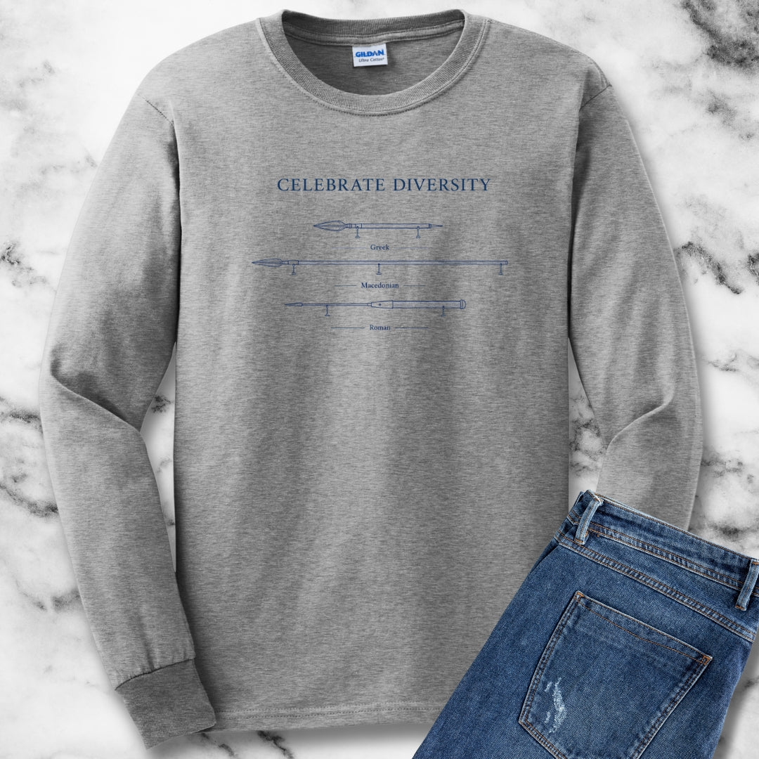 Celebrate Diversity Roman Greek Macedonian Spears Unisex Long Sleeve Tee