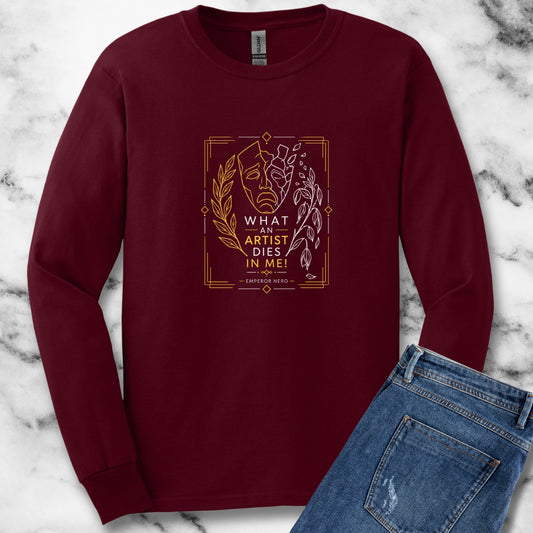 Line Art What an Artist Dies in Me Emperor Nero Unisex Long Sleeve Tee