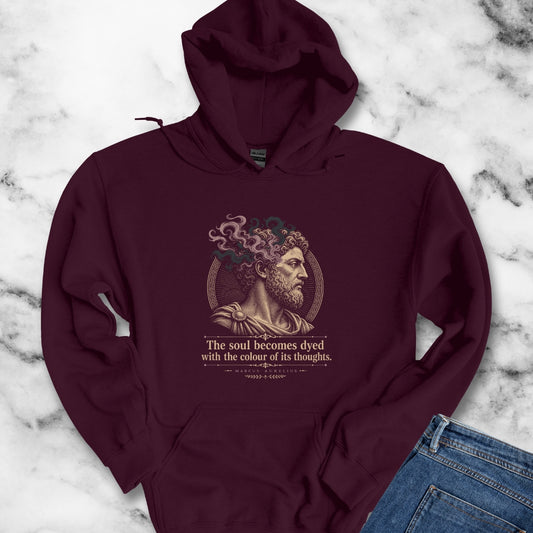Aurelius Quote Soul Becomes Dyed Hoodie