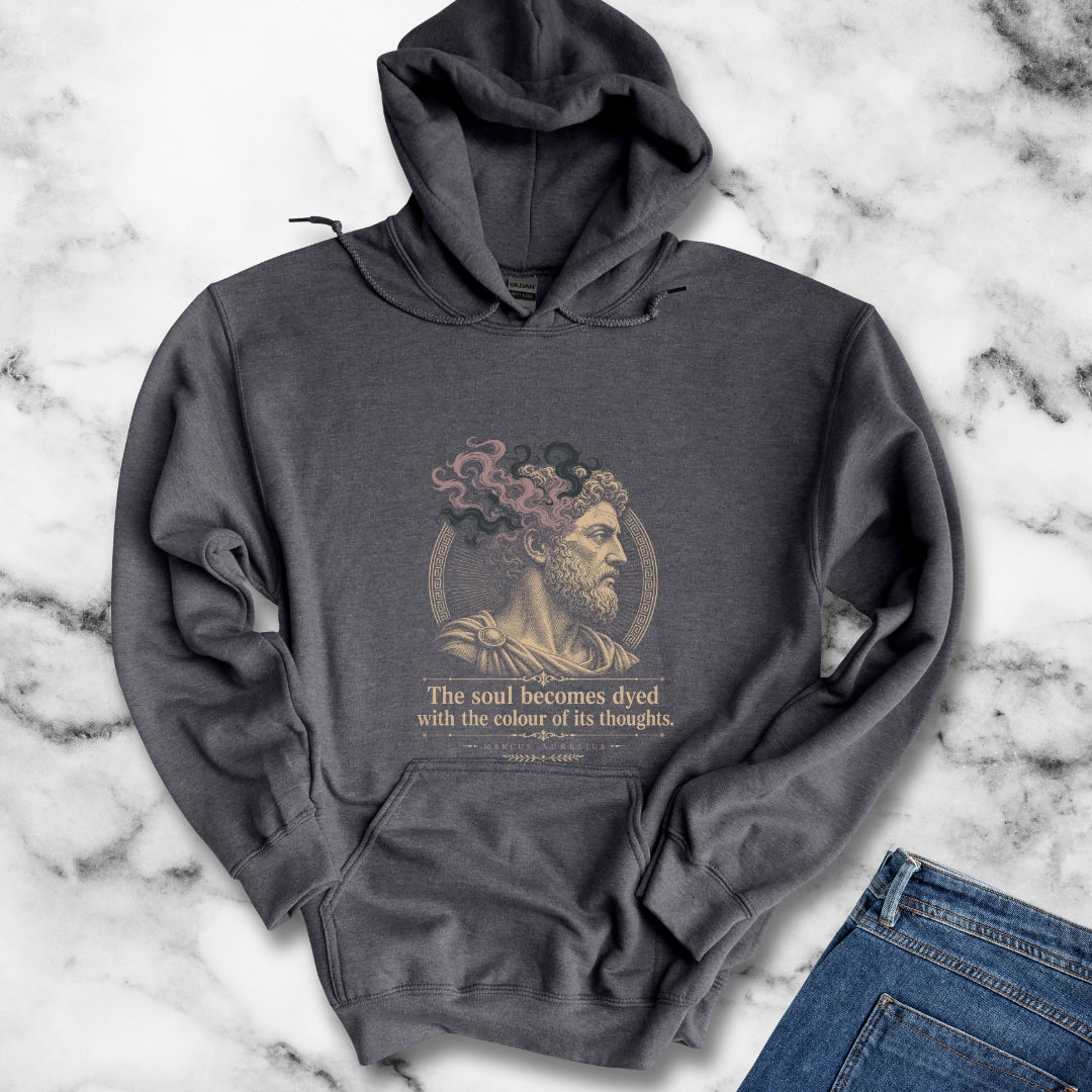 Aurelius Quote Soul Becomes Dyed Hoodie
