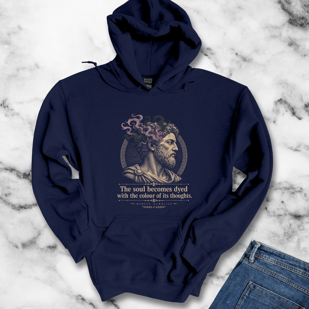 Aurelius Quote Soul Becomes Dyed Hoodie