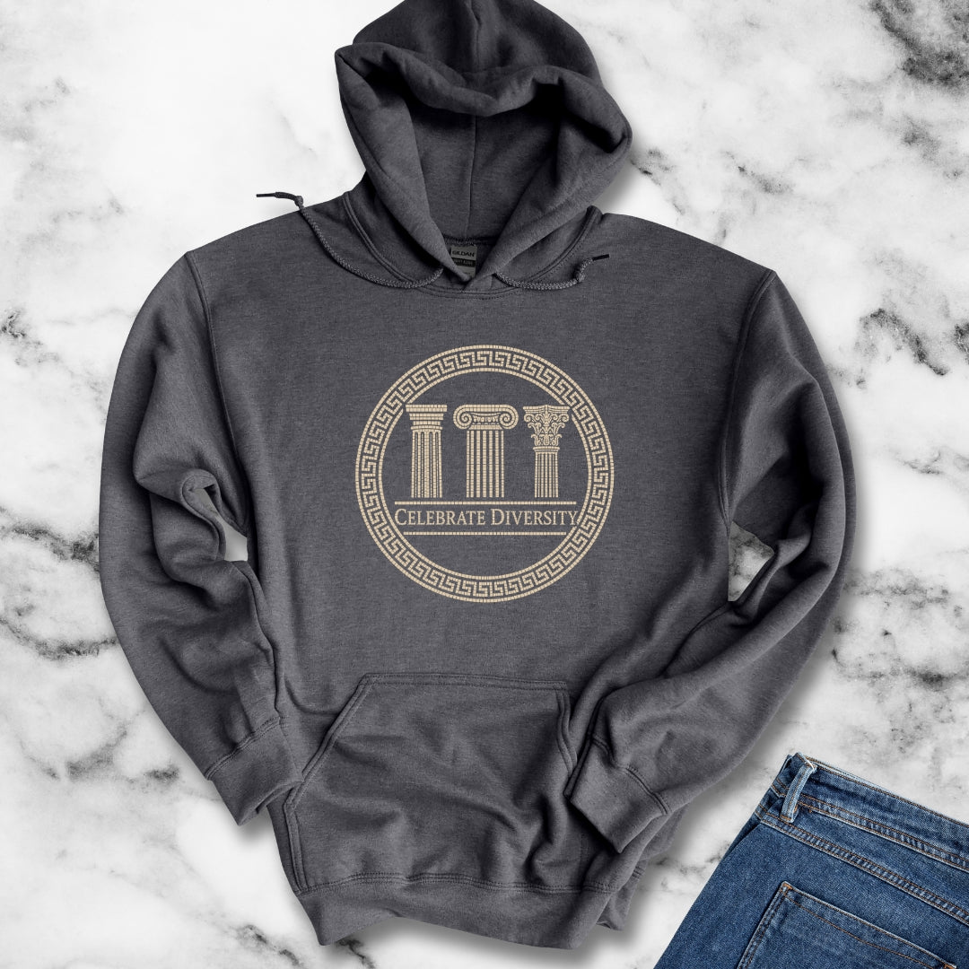 Celebrate Diversity Greek Columns Hoodie