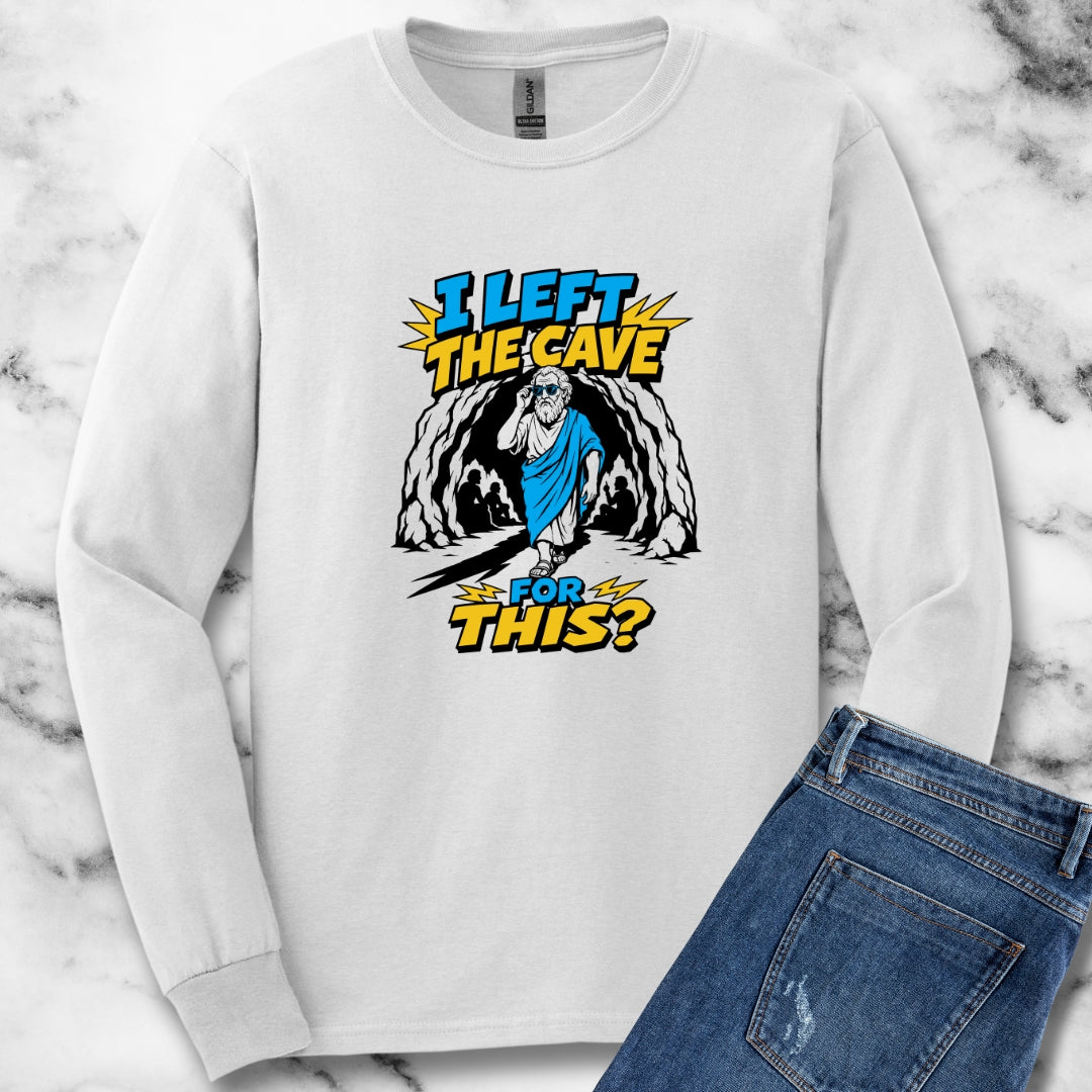 Plato Left the Cave for This Unisex Long Sleeve Tee