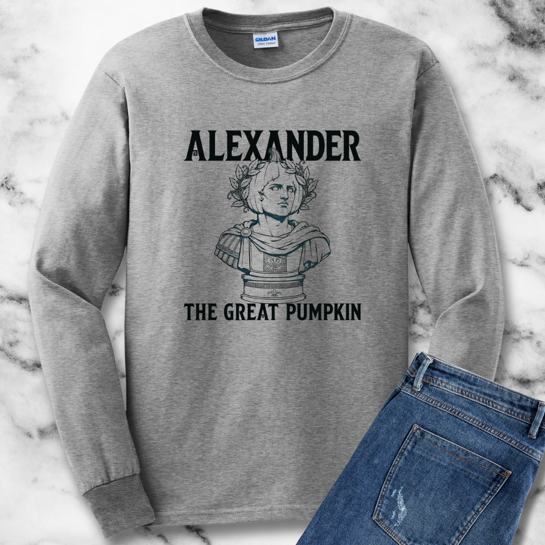 Alexander the Great Pumpkin! Statue Unisex Long Sleeve Tee