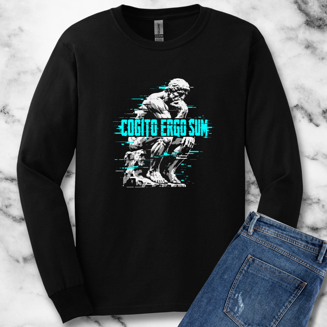 Cogito Ergo Sum Thinker Streetwear Style Unisex Long Sleeve Tee
