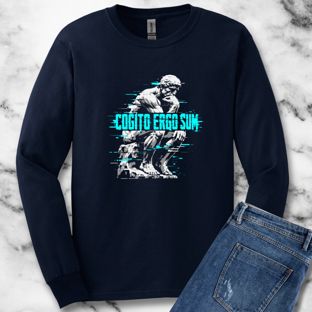 Cogito Ergo Sum Thinker Streetwear Style Unisex Long Sleeve Tee