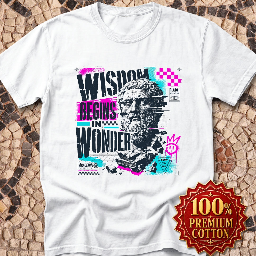 Plato Wisdom Begins in Wonder Premium Tee
