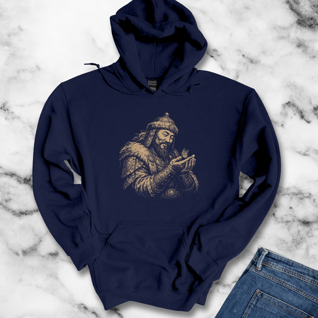 Genghis Khan Holding a Butterfly Hoodie