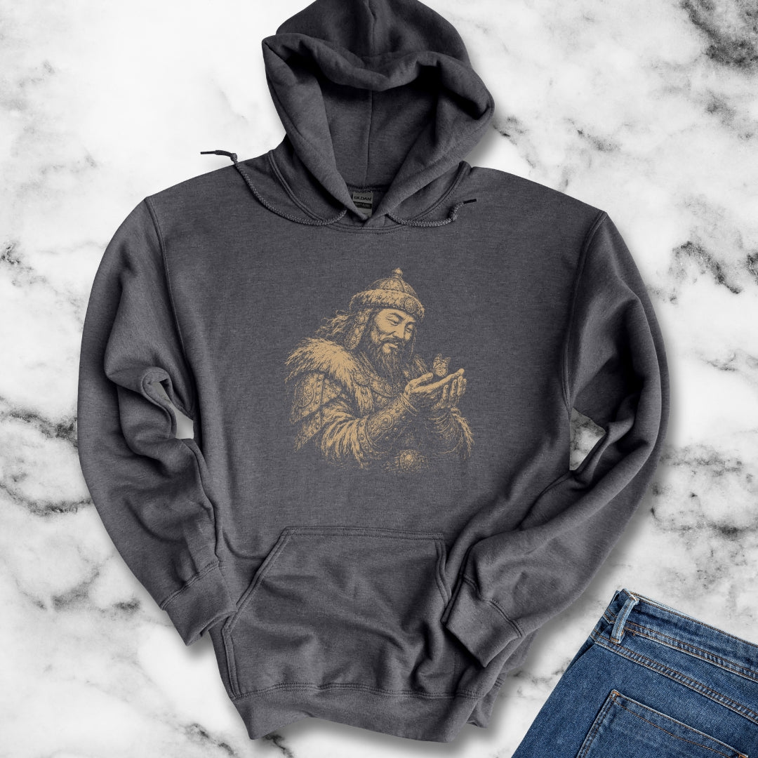 Genghis Khan Holding a Butterfly Hoodie