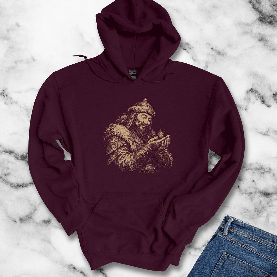 Genghis Khan Holding a Butterfly Hoodie