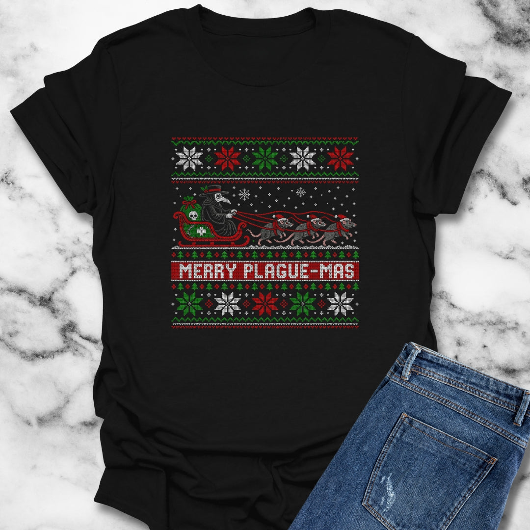 Merry Plaguemas Ugly Sweater Style T-Shirt