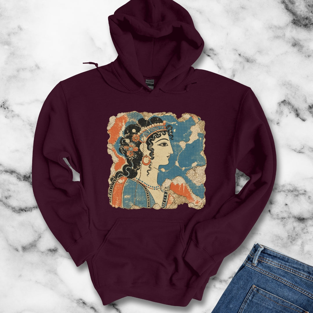 Knossos Minoan Blue Lady Fresco Hoodie