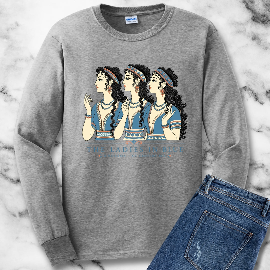 Knossos Minoan Ladies in Blue Unisex Long Sleeve Tee