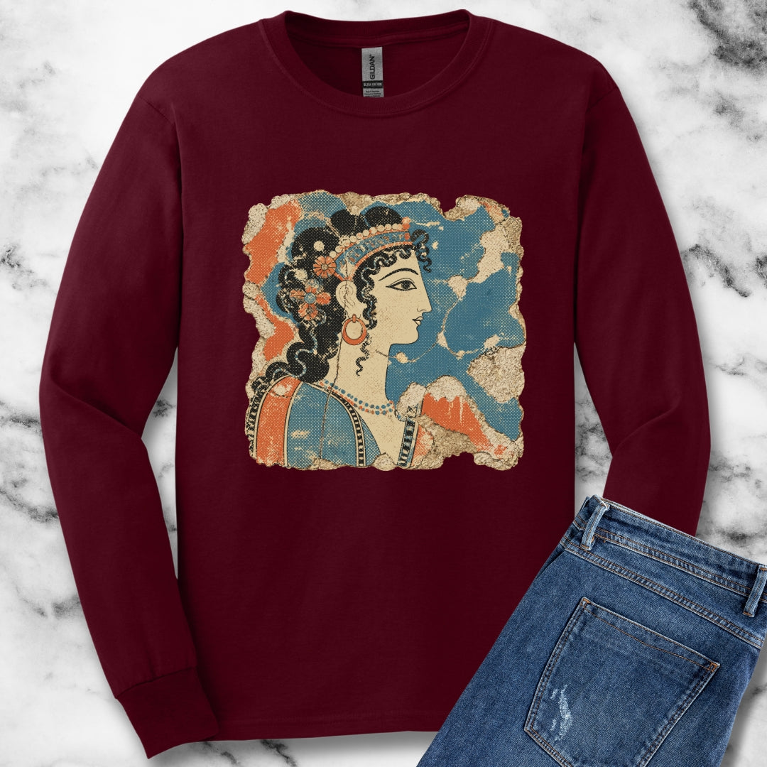 Knossos Minoan Blue Lady Fresco Unisex Long Sleeve Tee