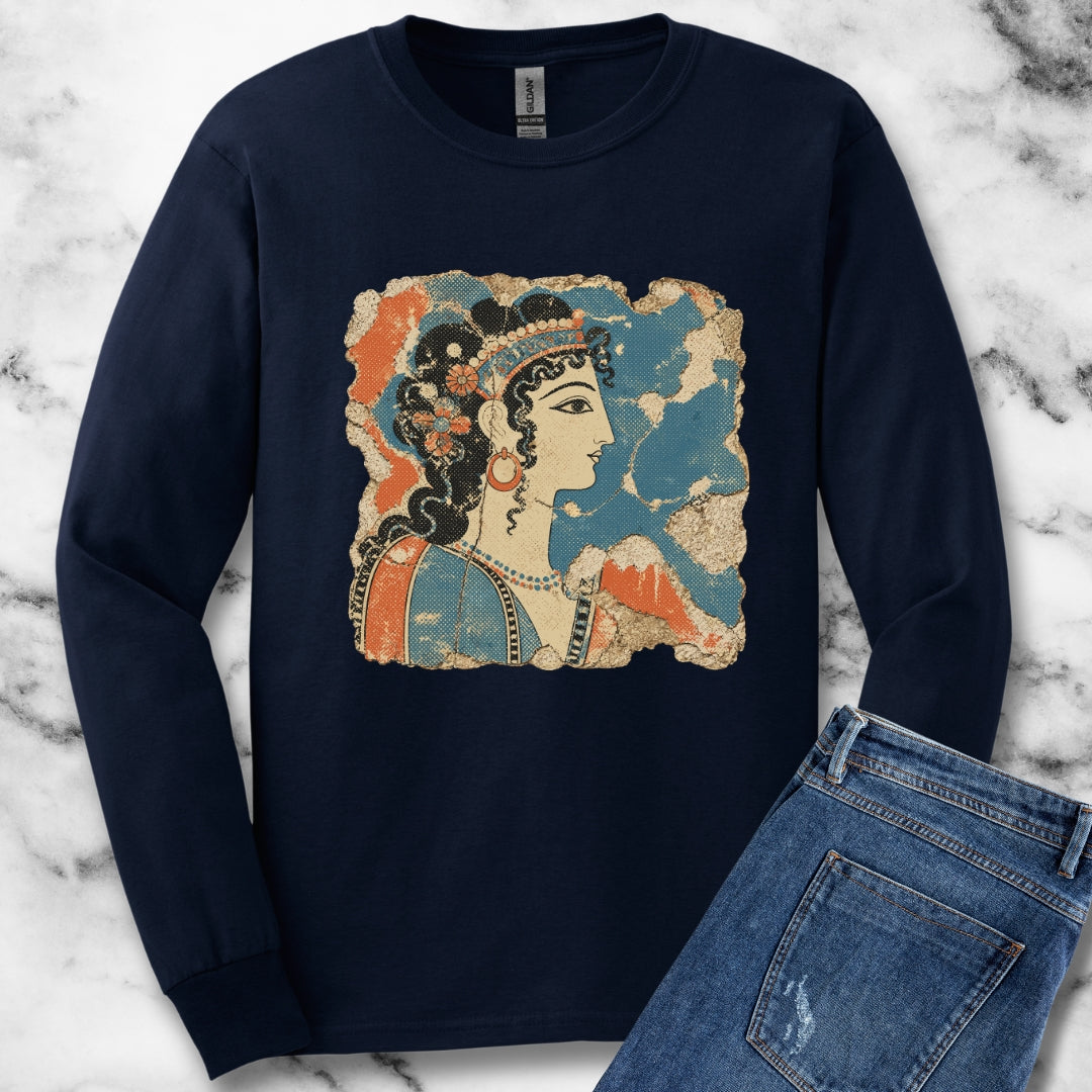 Knossos Minoan Blue Lady Fresco Unisex Long Sleeve Tee