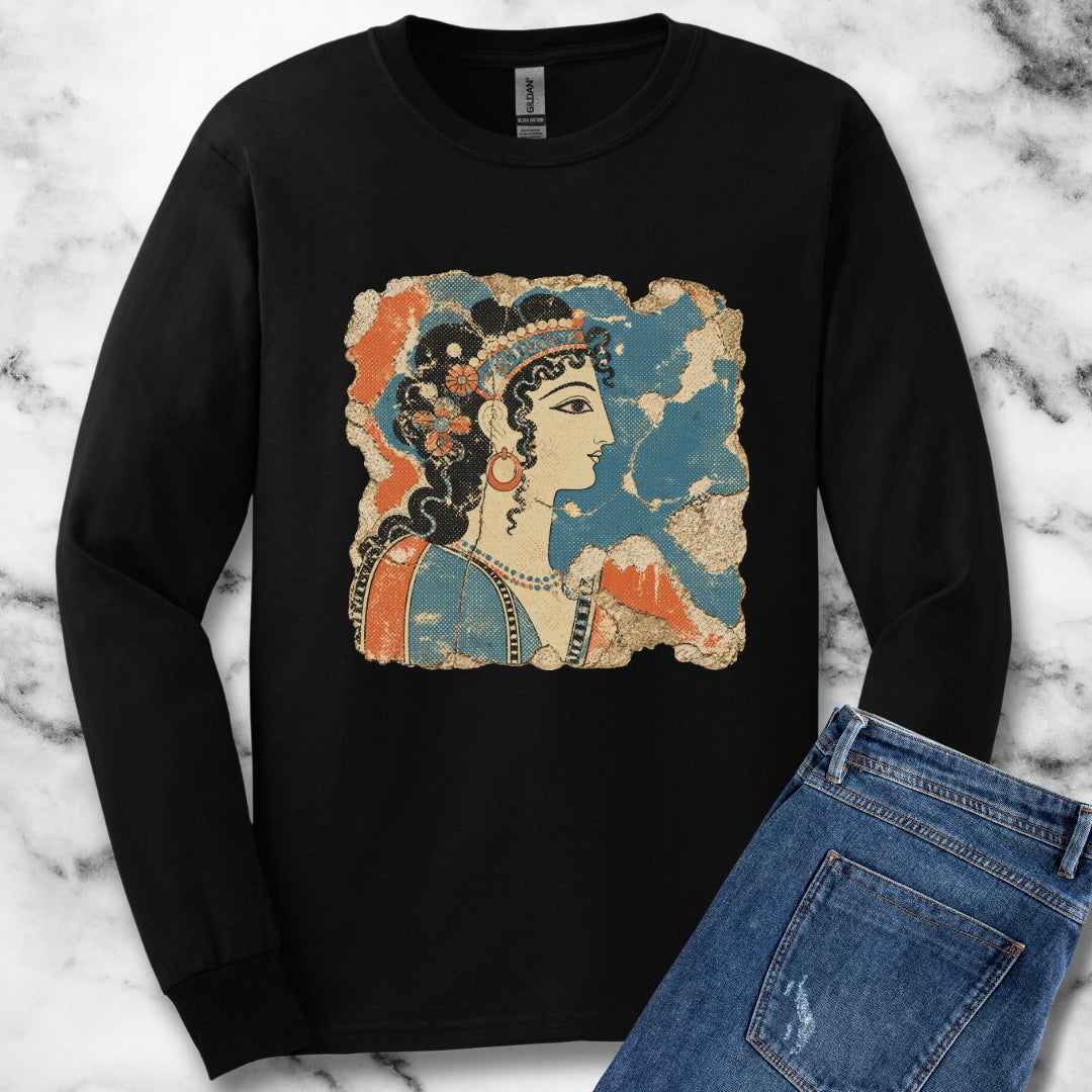 Knossos Minoan Blue Lady Fresco Unisex Long Sleeve Tee