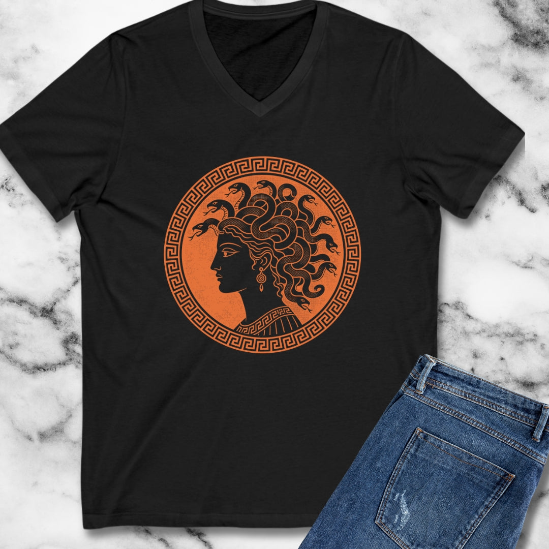 Medusa Ancient Pottery Style V-Neck