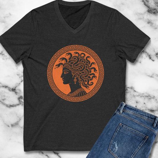 Medusa Ancient Pottery Style V-Neck