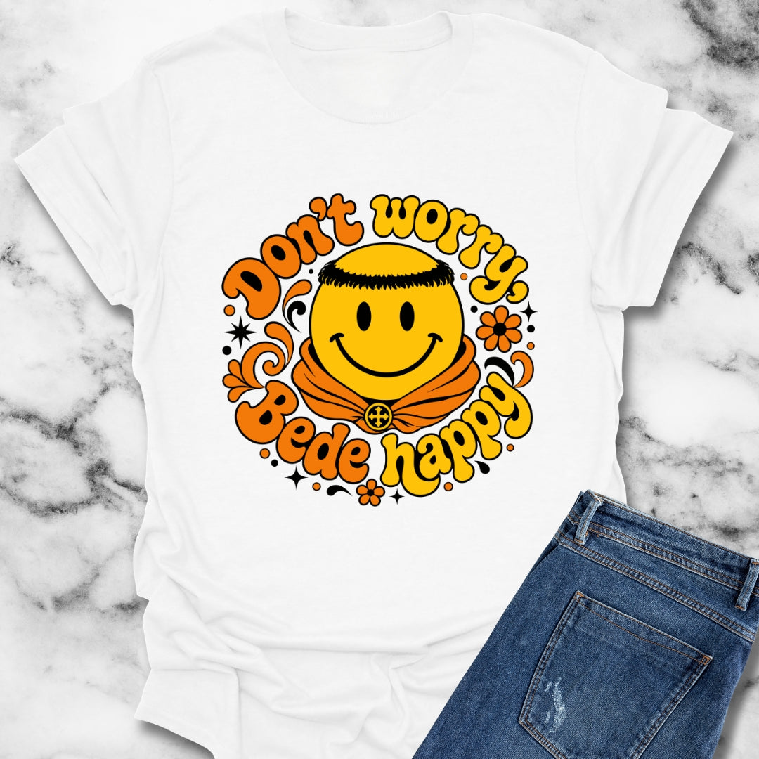 70s Style Don't Worry Venerable Bede Happy T-Shirt