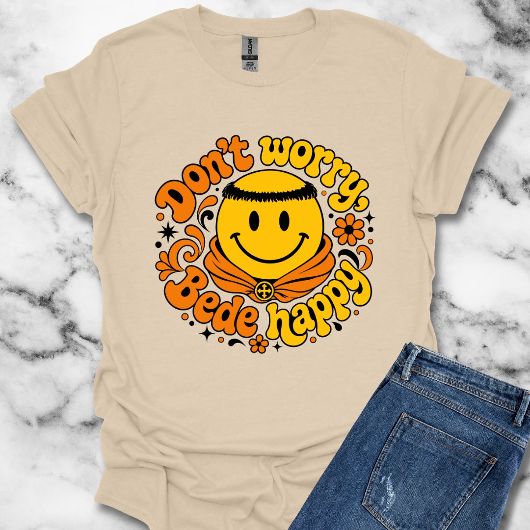 70s Style Don't Worry Venerable Bede Happy T-Shirt