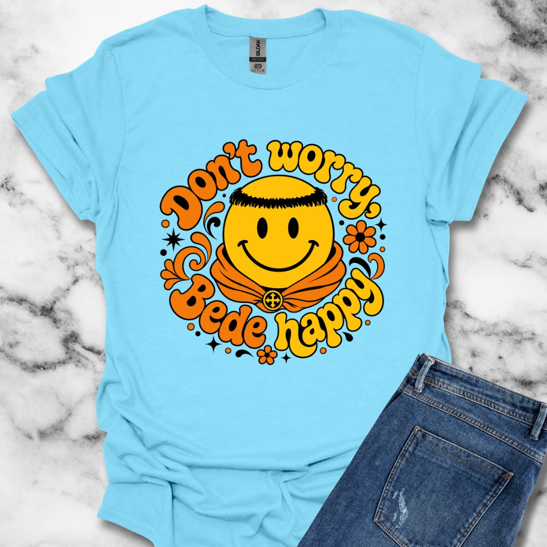 70s Style Don't Worry Venerable Bede Happy T-Shirt