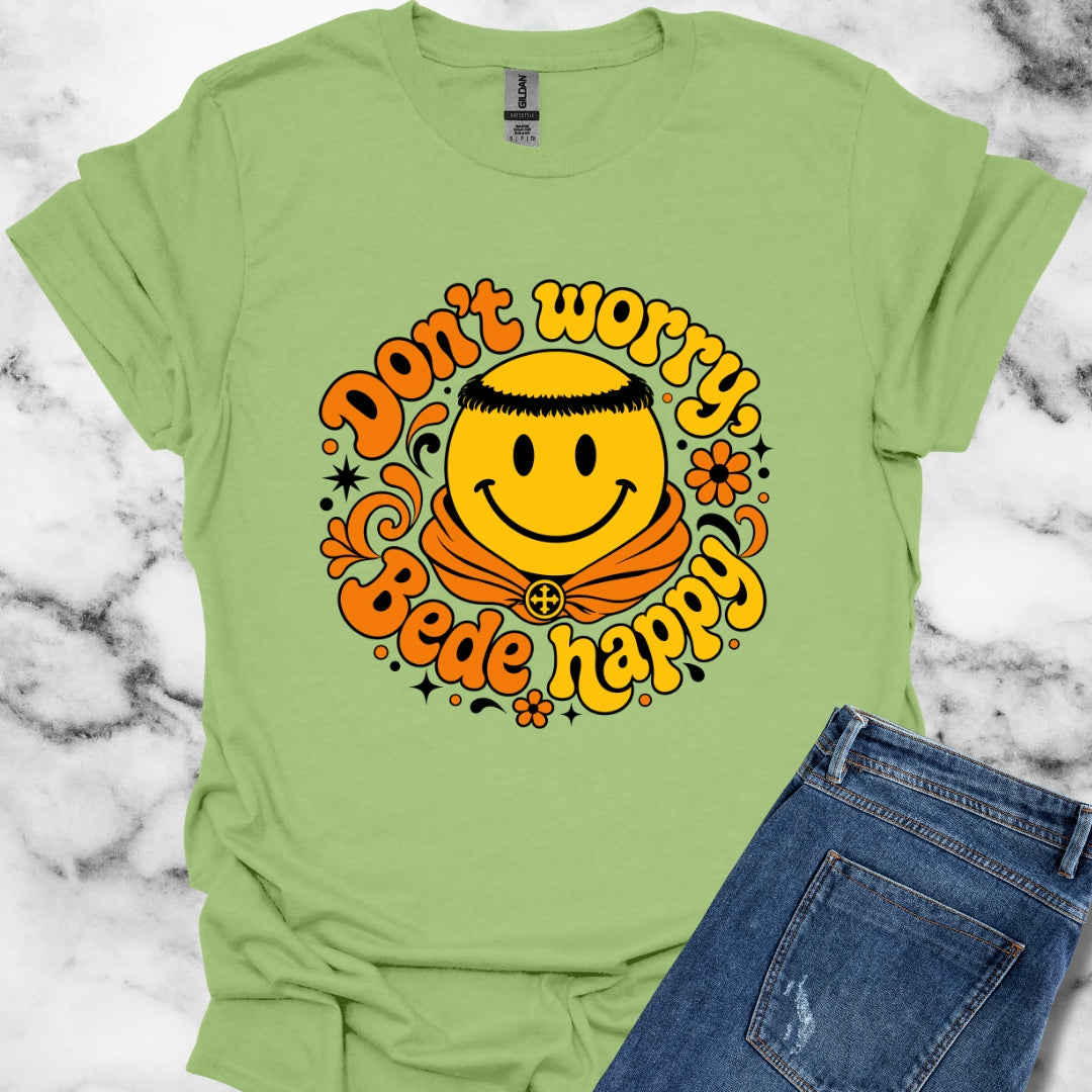 70s Style Don't Worry Venerable Bede Happy T-Shirt