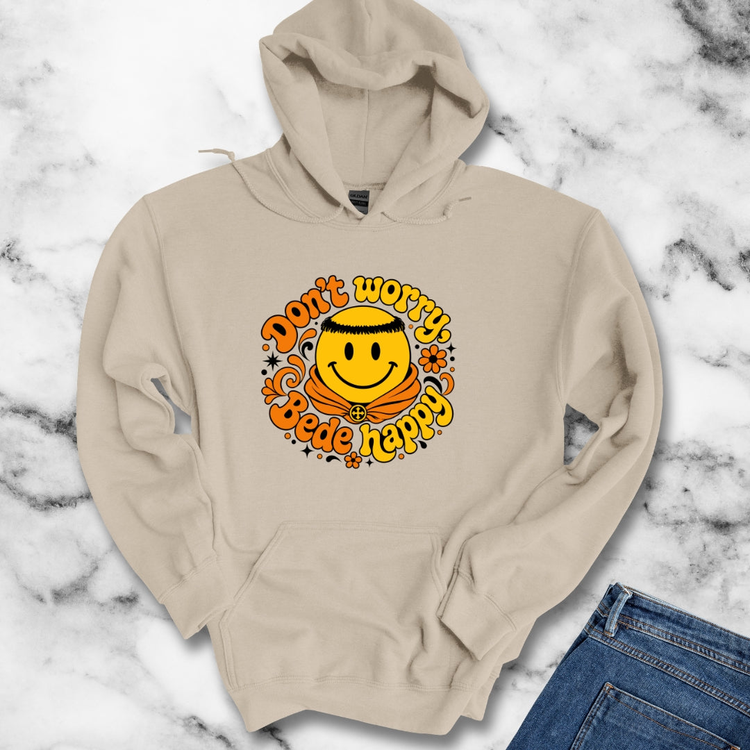 70s Style Don't Worry Venerable Bede Happy Hoodie