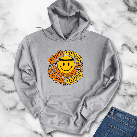 70s Style Don't Worry Venerable Bede Happy Hoodie