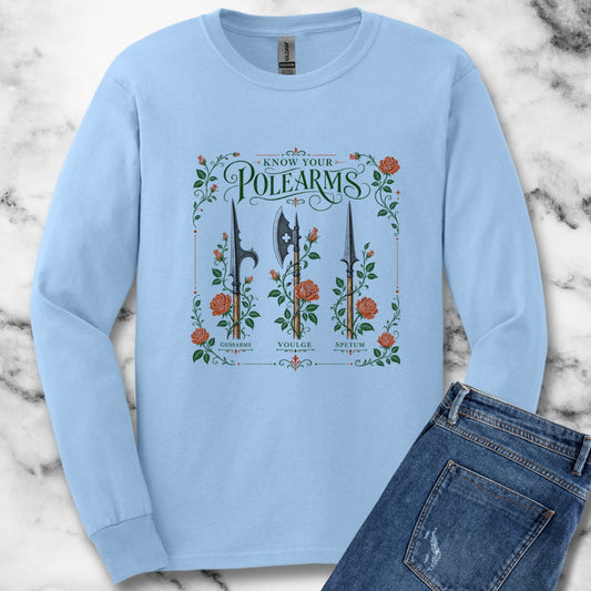 Know Your Polearms Weapons Roses Unisex Long Sleeve Tee