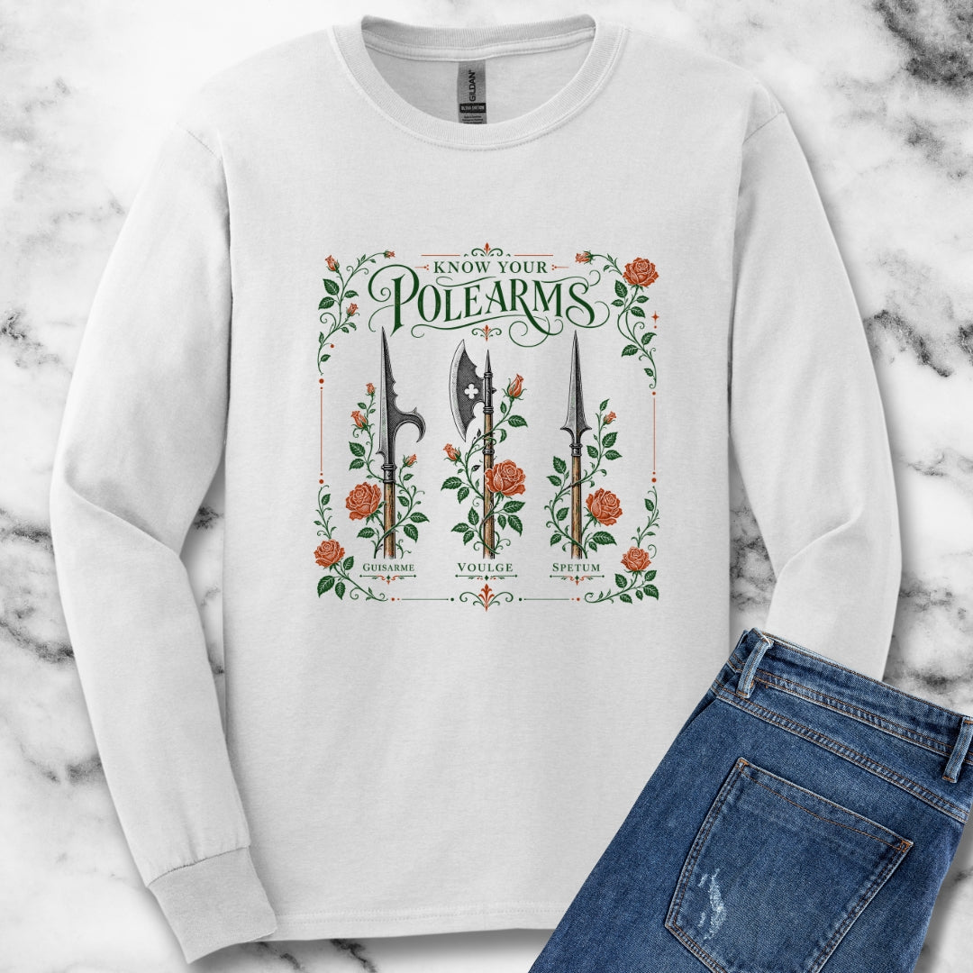 Know Your Polearms Weapons Roses Unisex Long Sleeve Tee