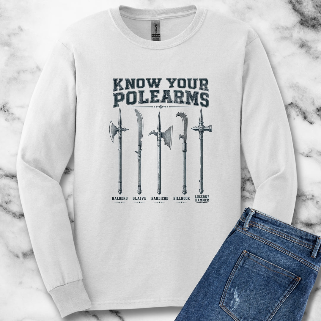 Know Your Polearms Medieval Weapons Unisex Long Sleeve Tee