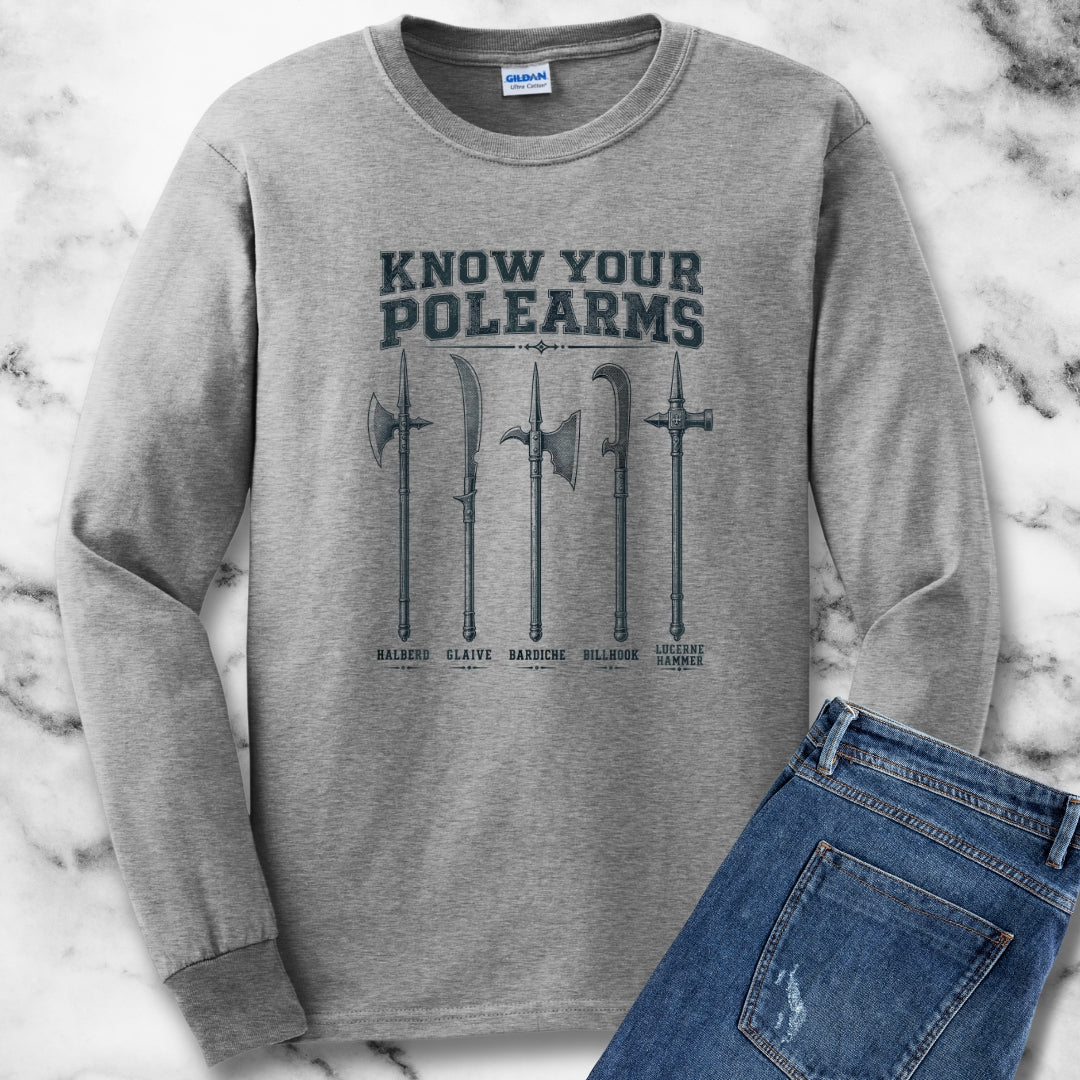 Know Your Polearms Medieval Weapons Unisex Long Sleeve Tee
