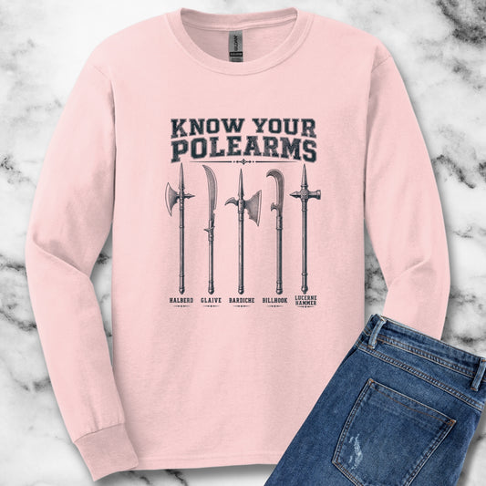 Know Your Polearms Medieval Weapons Unisex Long Sleeve Tee